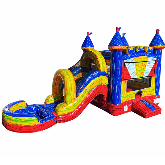 Rainbow Fest Wet-Dry Bounce House Combo - Commercial Grade