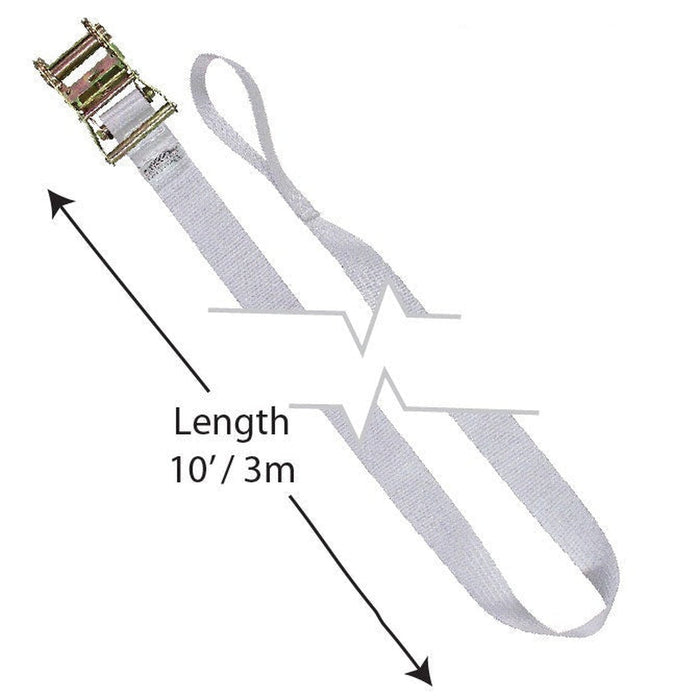 2" x 10' White Ratchet Strap