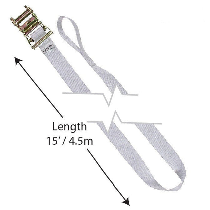 2" x 15' White Ratchet Strap