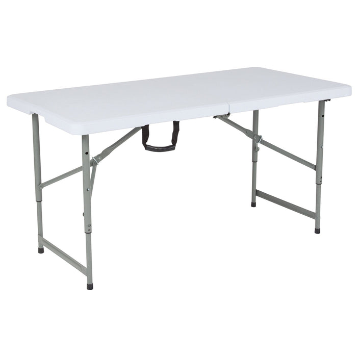 4-Foot Height Adjustable Bi-Fold Plastic Folding Table