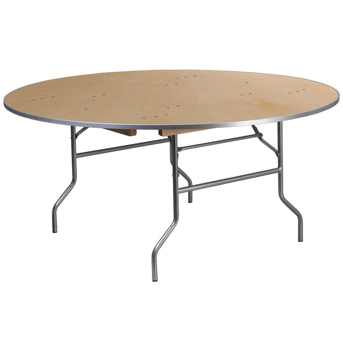 5.5' Round Birchwood Folding Banquet Table