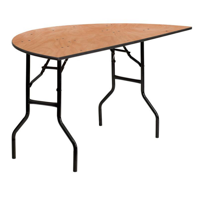 5' Half-Round Wood Folding Banquet Table