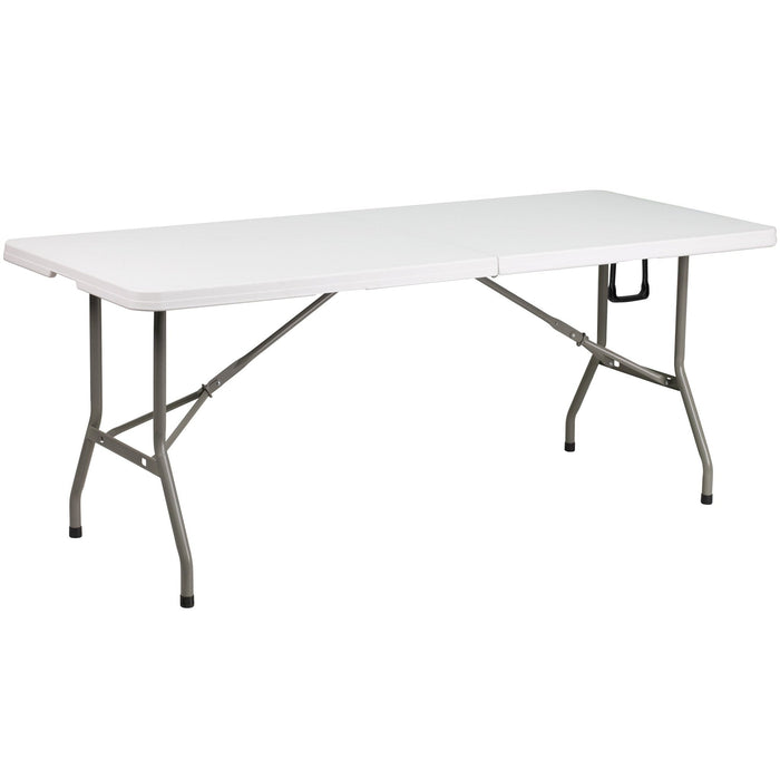 6' Bi-Fold Rectangular Plastic Folding Table