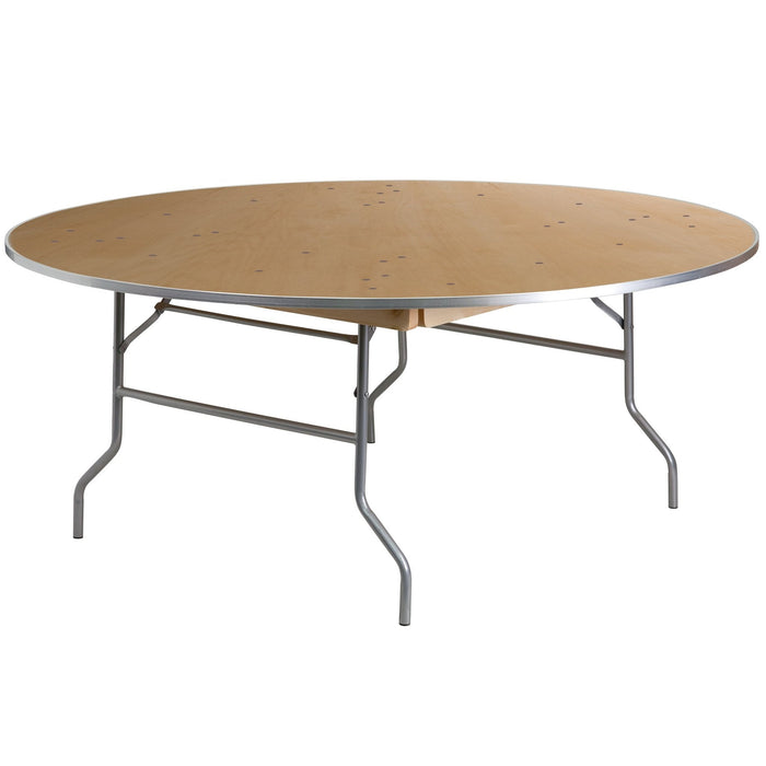 6' Round Birchwood Folding Banquet Table