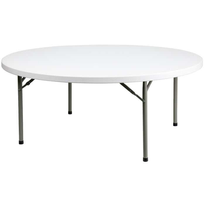 6' Round White Plastic Folding Table