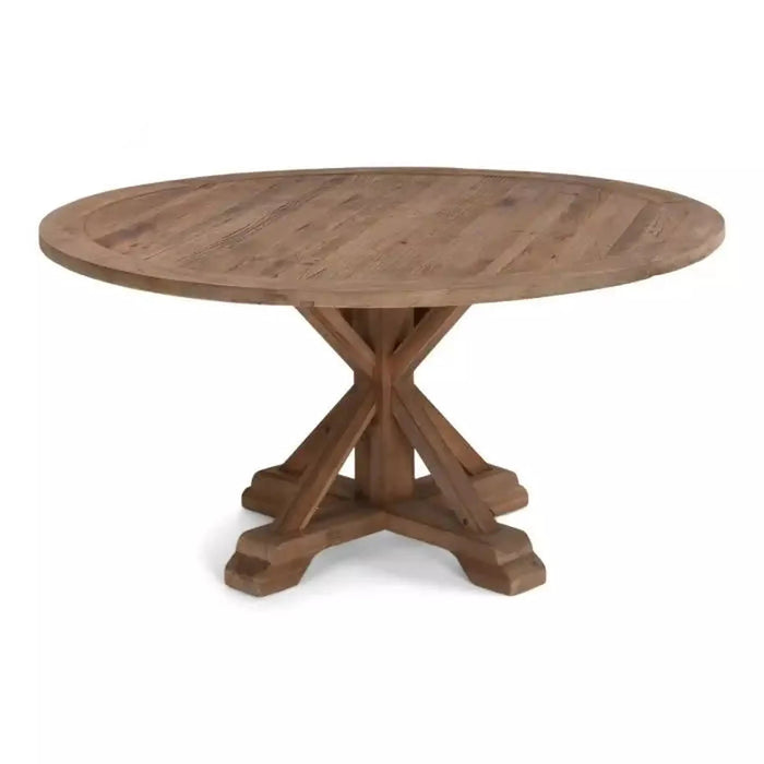 60'' Round Reclaimed Elm Farm Table with X-Base