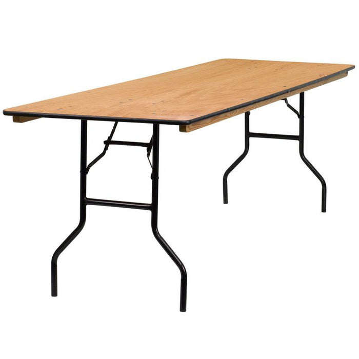 8' Rectangular Clear Coat Rectangular Birchwood Folding Table
