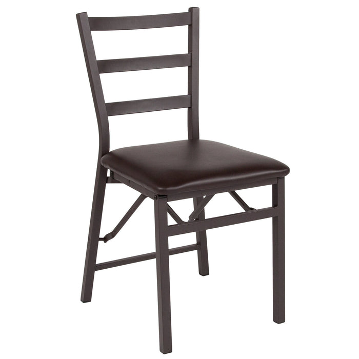 Hercules Brown Folding Ladder Back Metal Chair