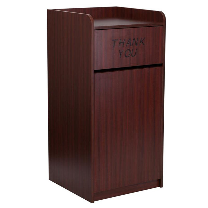 Wood Tray Top Trash Receptacle