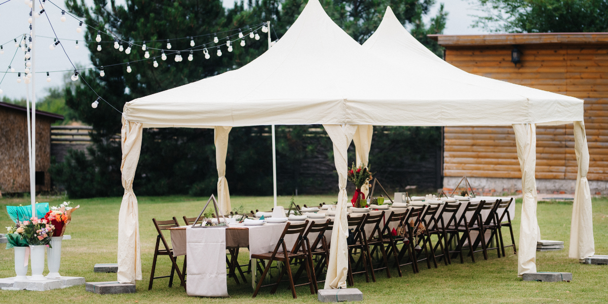 How Many Rectangular Tables Fit Under A Party Tent?