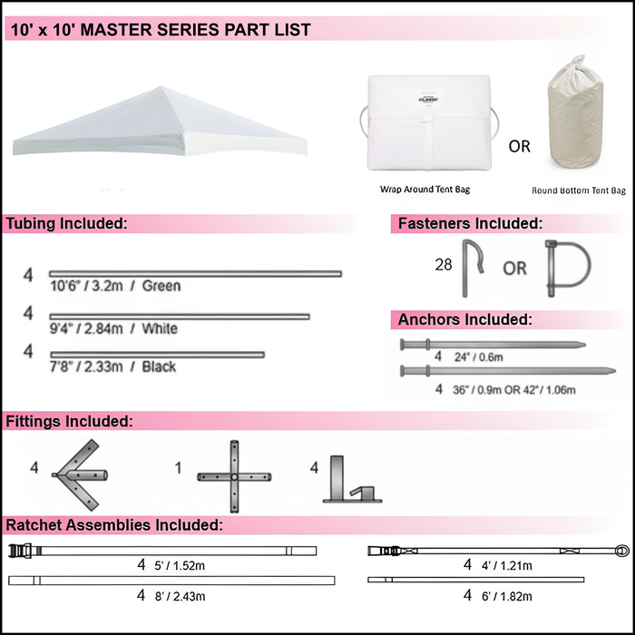 10x10 Master Series Frame Tent - Commercial White Event Canopy