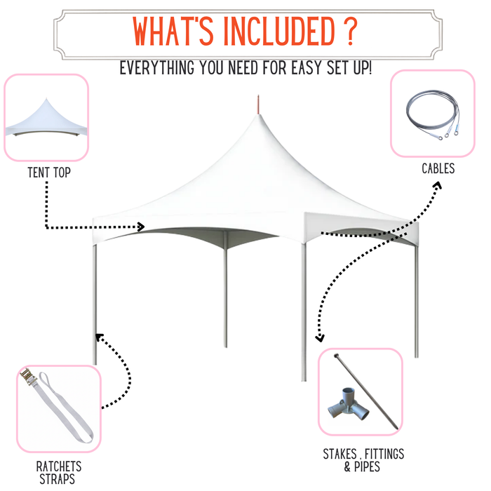 10x10 High Peak Frame Tent – Commercial White Event Canopy