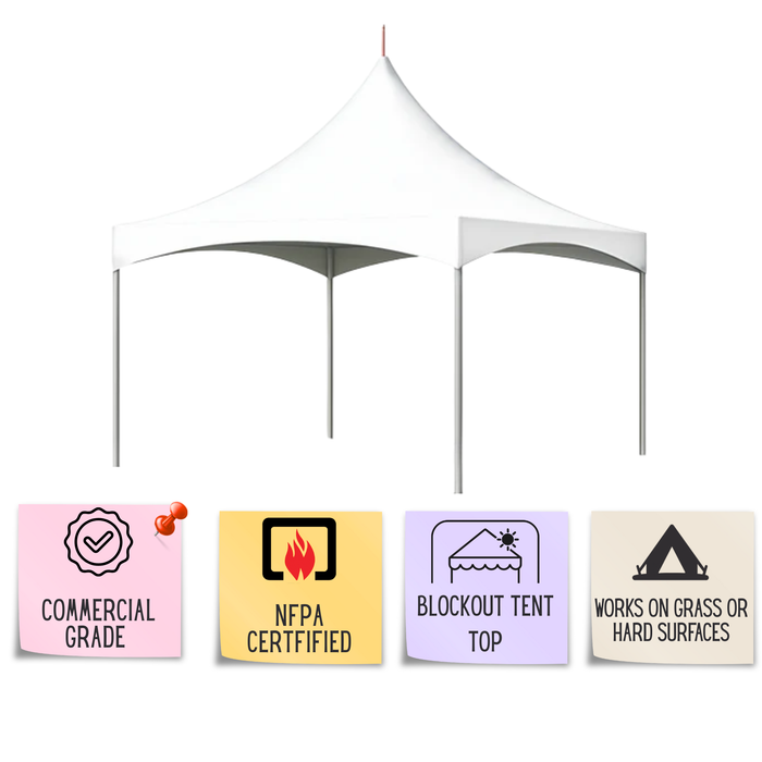 10x10 High Peak Frame Tent – Commercial White Event Canopy