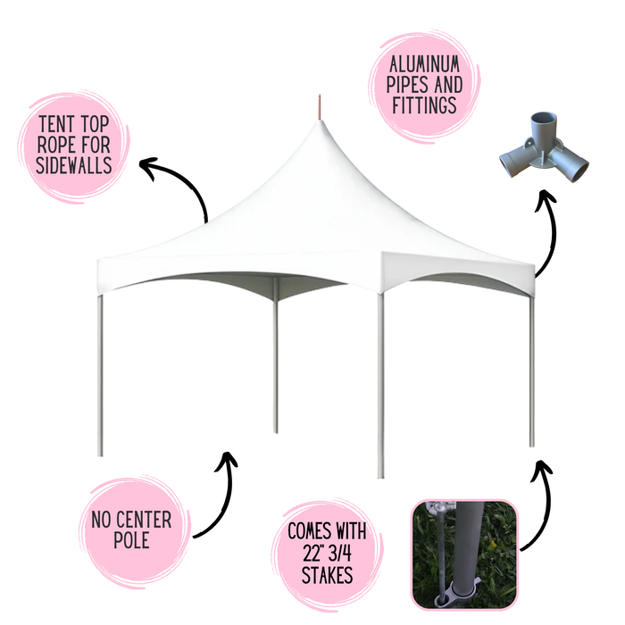 10x10 High Peak Frame Tent – Commercial White Event Canopy