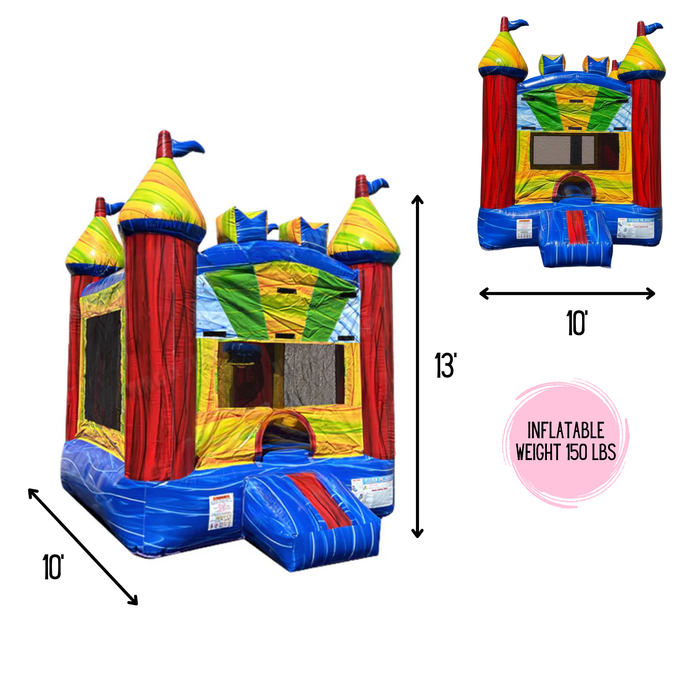 10x10 Multicolor Castle Bouncer - Commercial Grade