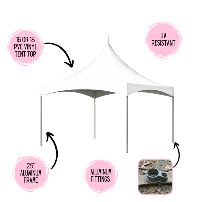 10x10 High Peak Frame Tent – Commercial White Event Canopy
