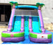 Beyond Tent 13' Lightweight Violet Twin Slide front view set up outside a warehouse loading dock on a blue tarp