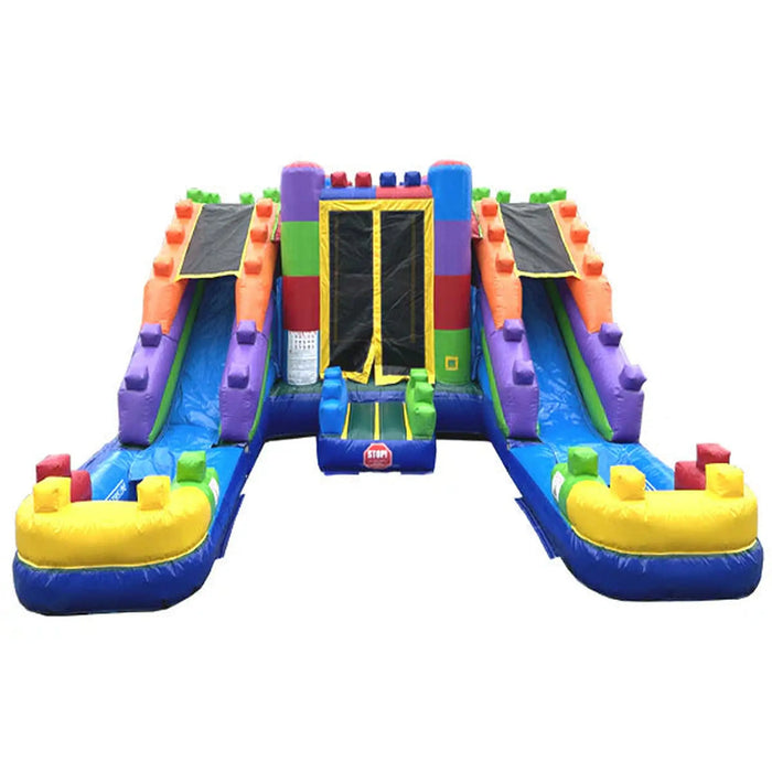 15' Lightweight Dual Lane Block Slide Combo Detachable Pool