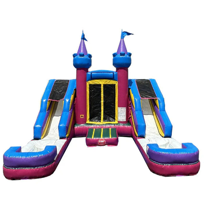 15' Lightweight Dual Lane Pink Slide Combo Detachable Pool