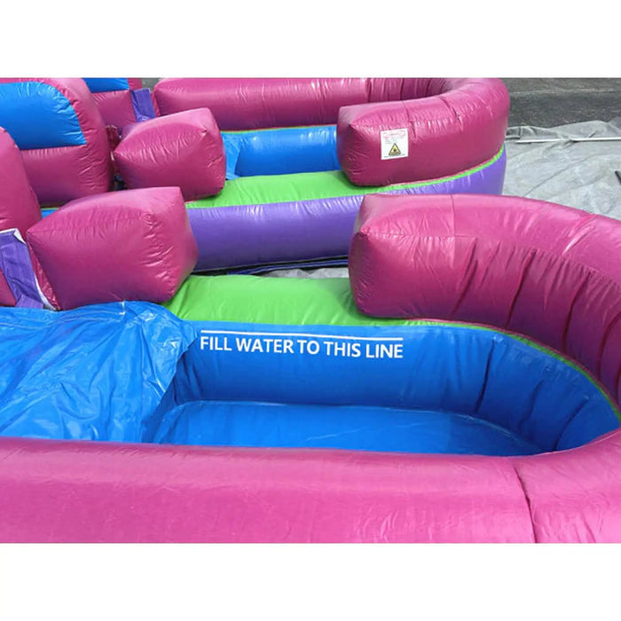 15' Lightweight Dual Lane Pink Slide Detachable Pool