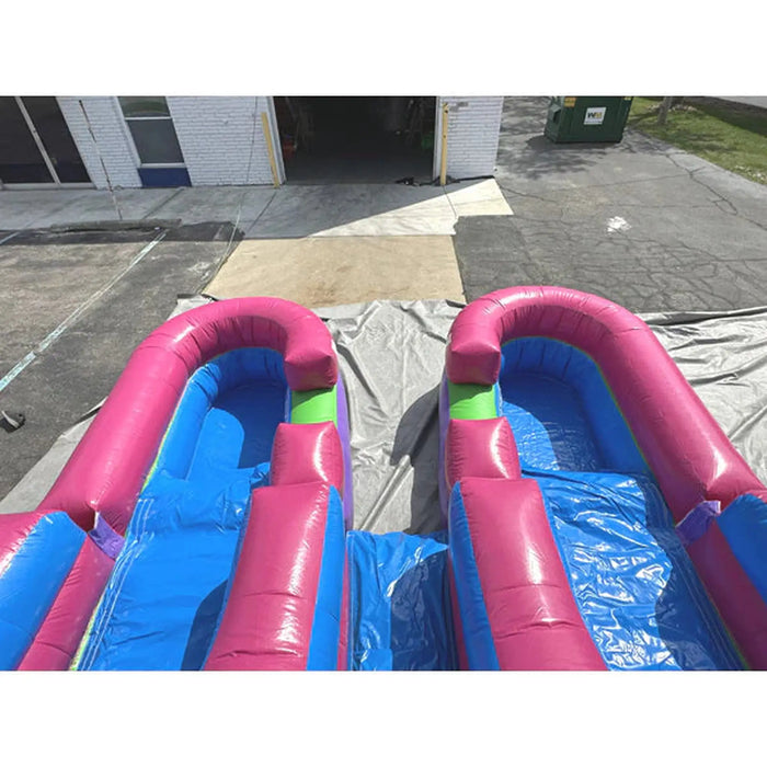 15' Lightweight Dual Lane Pink Slide Detachable Pool