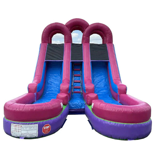 15' Lightweight Dual Lane Pink Slide Detachable Pool