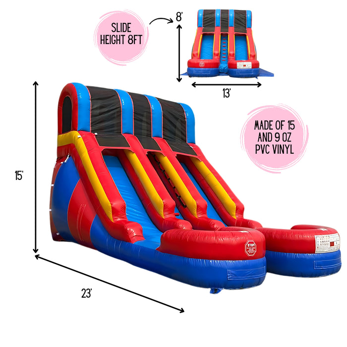 15' Lightweight Dual Lane Red & Blue Slide