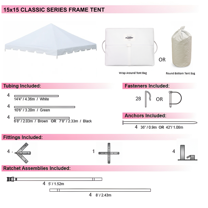 15x15 Classic Series Frame Tent -Commercial Heavy Duty Party & Event Canopy
