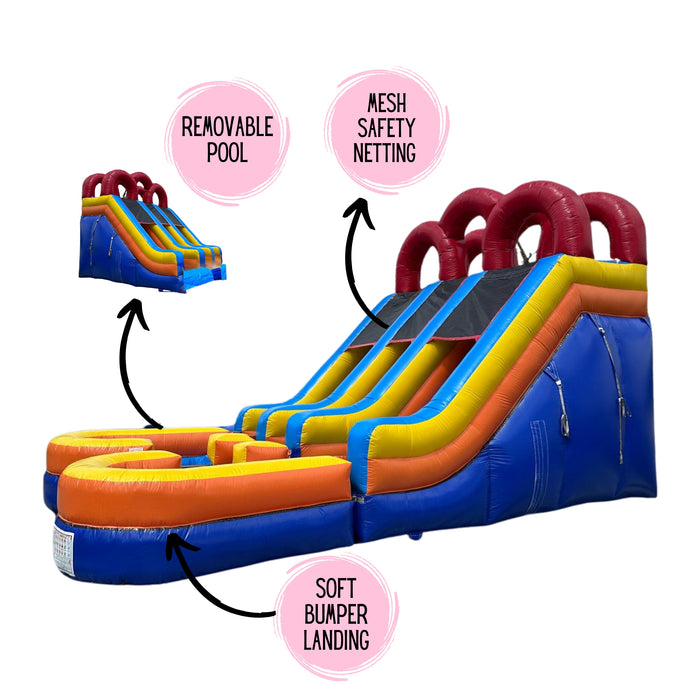 15' Lightweight Dual Lane Fun Slide (Detachable Pool)