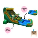 18' Dual-Lane Tropical Rush Wet/Dry Slide feature callouts - detachable pool, made of 18oz vinyl, Wet and Dry use icon