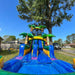 18' Violet Vortex Wet/Dry Slide in a side yard. Front view. Exclusive beyondtent picture. 