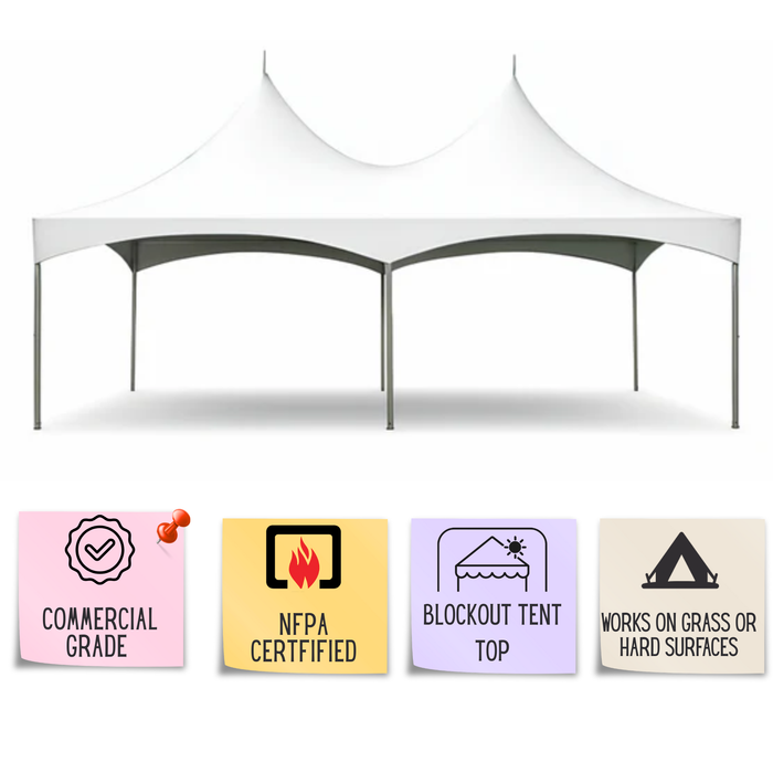 20x30 High Peak Frame Tent – Commercial White Event Canopy