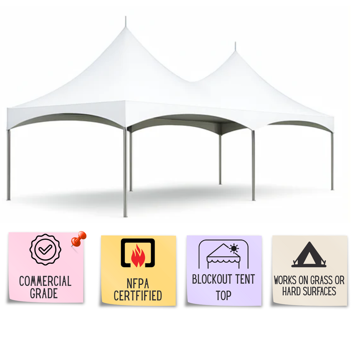 20x40 High Peak Frame  Tent - Commercial White Event Canopy