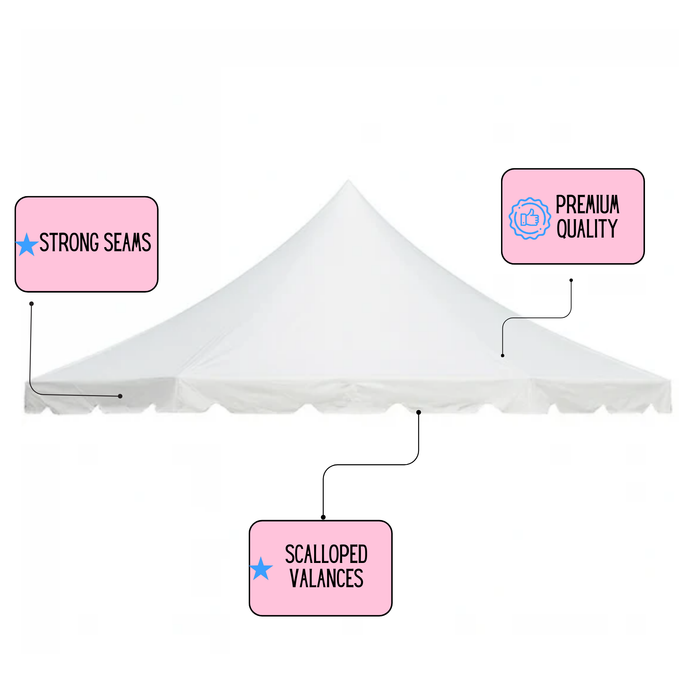 40' Wide Commercial Party Pole Tent Top for Events
