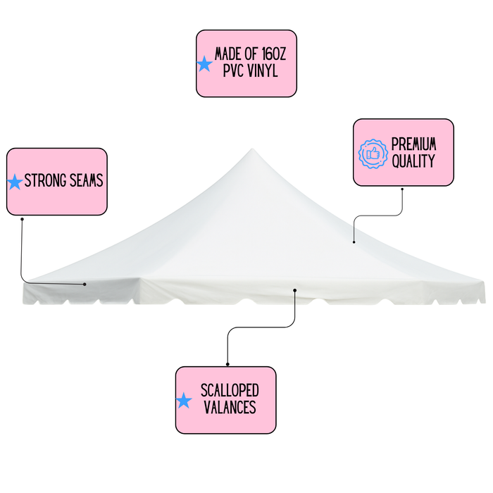 30' Wide Commercial Party Pole Tent Top for Events