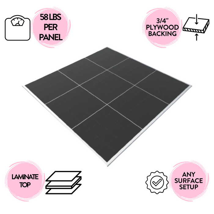 Black Laminate Portable Dance Floor - Subfloor Included