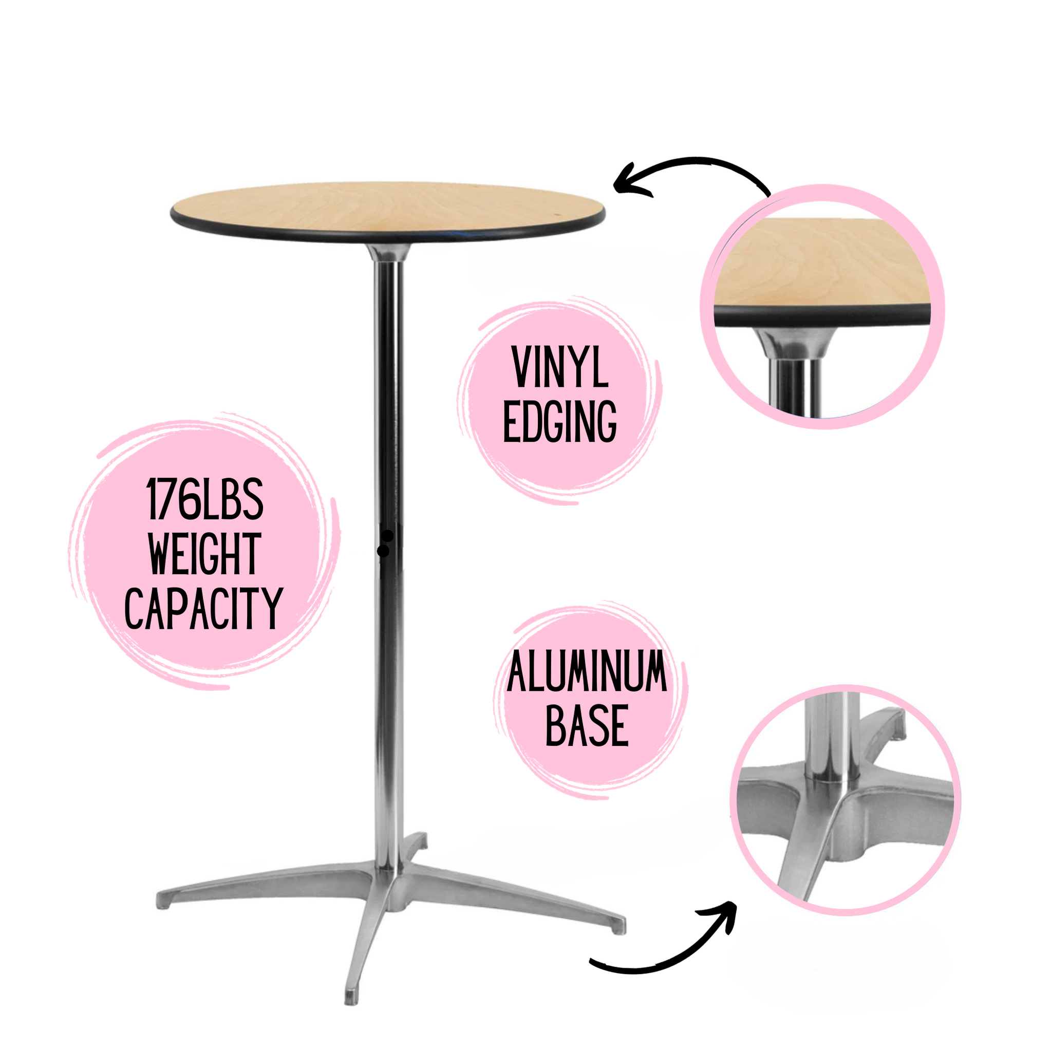 30'' Round Wood Cocktail Table — Beyond Tent