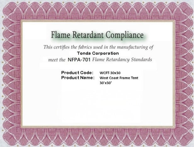 Beyond Tent 30x30 West Coast Sectional Frame Tent – NFPA 701 Flame Certificate, Commercial Grade