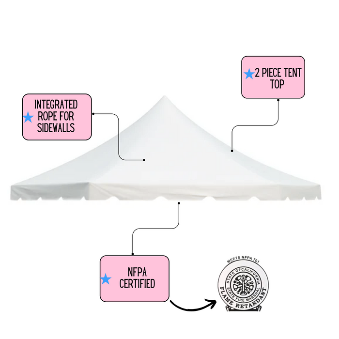 30' Wide Commercial Party Pole Tent Top for Events