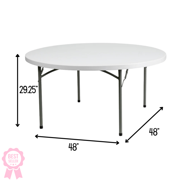 4' Round White Plastic Folding Table