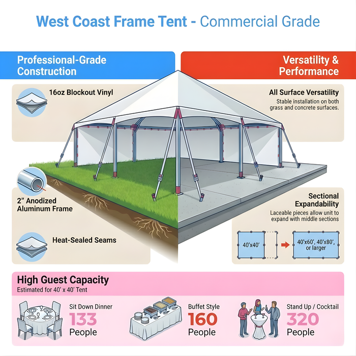 40x40 West Coast Frame Tent - Commercial Party Tent