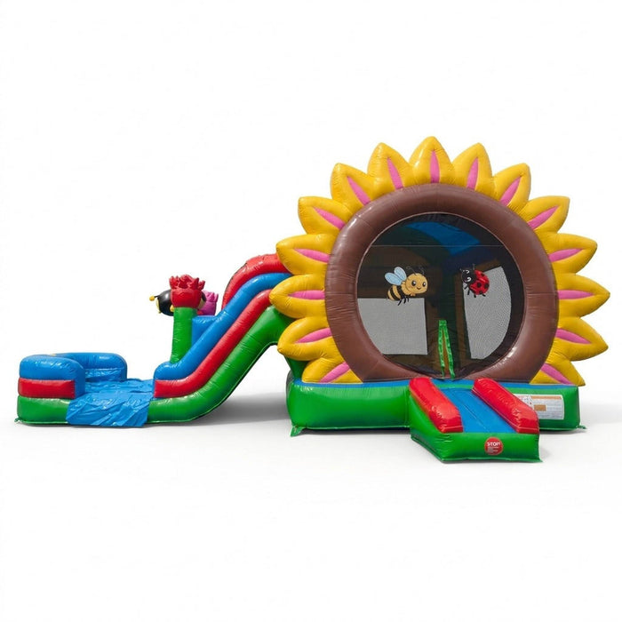 Petal Splash 2-Lane Water Slide and Bouncer with Blower