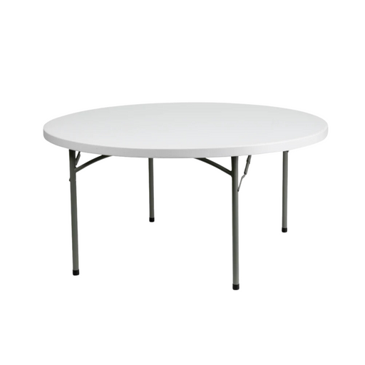 5' Round White Plastic Folding Table