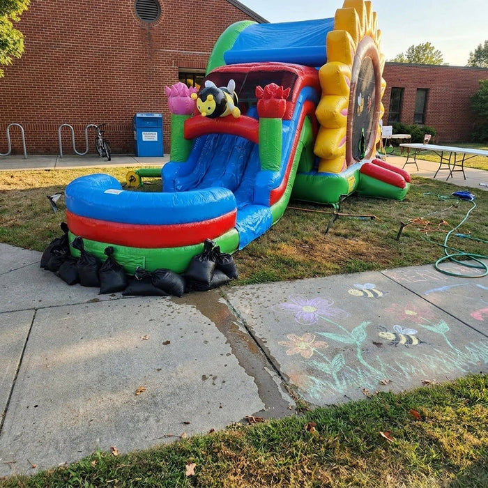 Petal Splash 2-Lane Water Slide and Bouncer with Blower