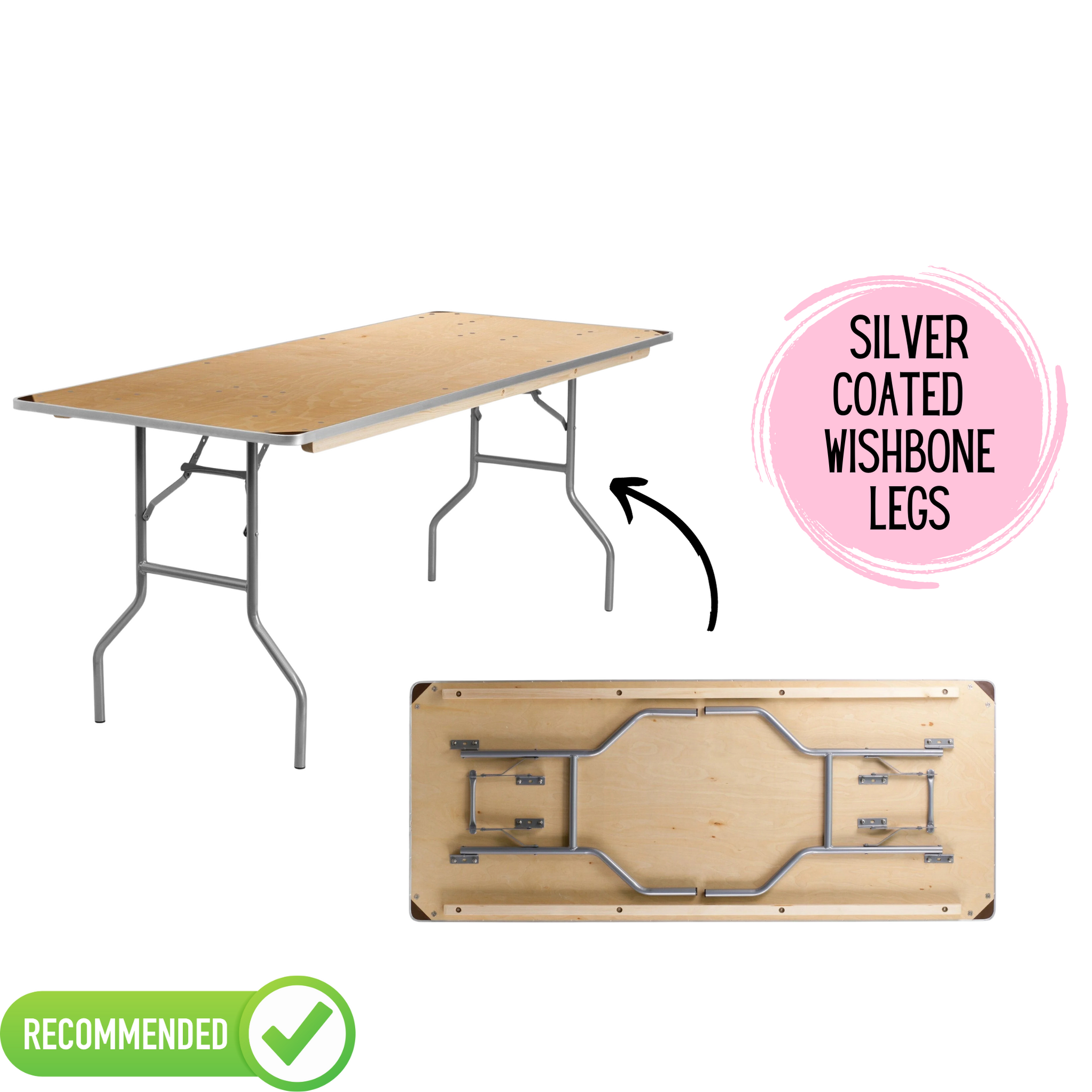 6' Rectangular Birchwood Folding Banquet Table — Beyond Tent