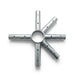 A galvanized steel six-spoke wheel hub with pre-drilled mounting holes, shown on a clean white background.