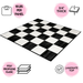 Checkered floor mat with material specifications on a white background