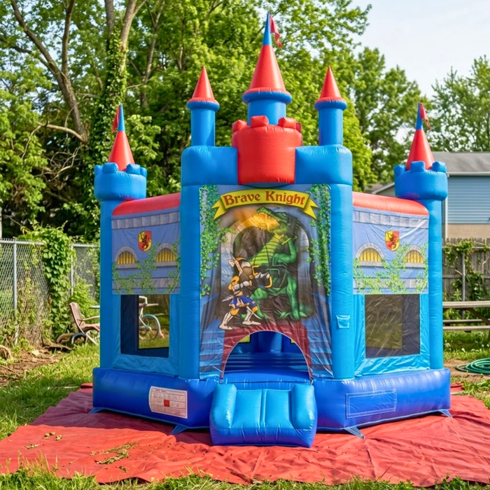 Blue & Red Medieval Castle Jumper with Blower