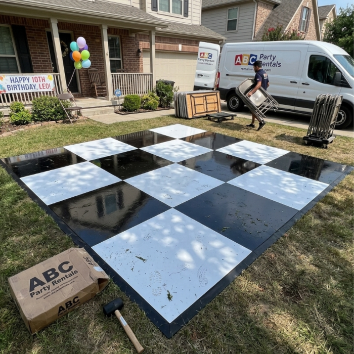 Glossy Black & White Checkered Dance Floor (Commercial)