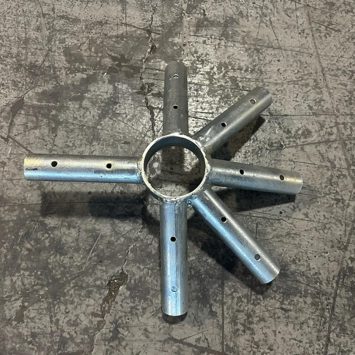 eavy-duty galvanized steel 6-way peak crown fitting for West Coast Style frame tents